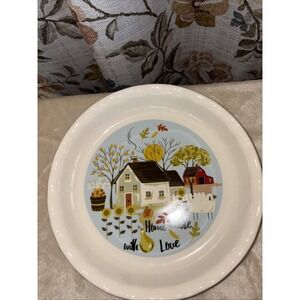 Nantucket Home Farm Country Scene Pie Plate Dish 10" Cottage/Granny Core